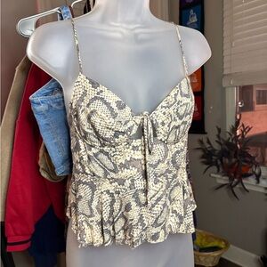 Elegant Snake Print Camisole with Spaghetti Straps